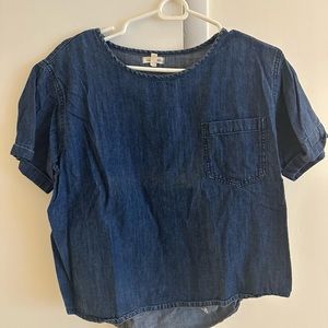 Denim Short-sleeve Blouse